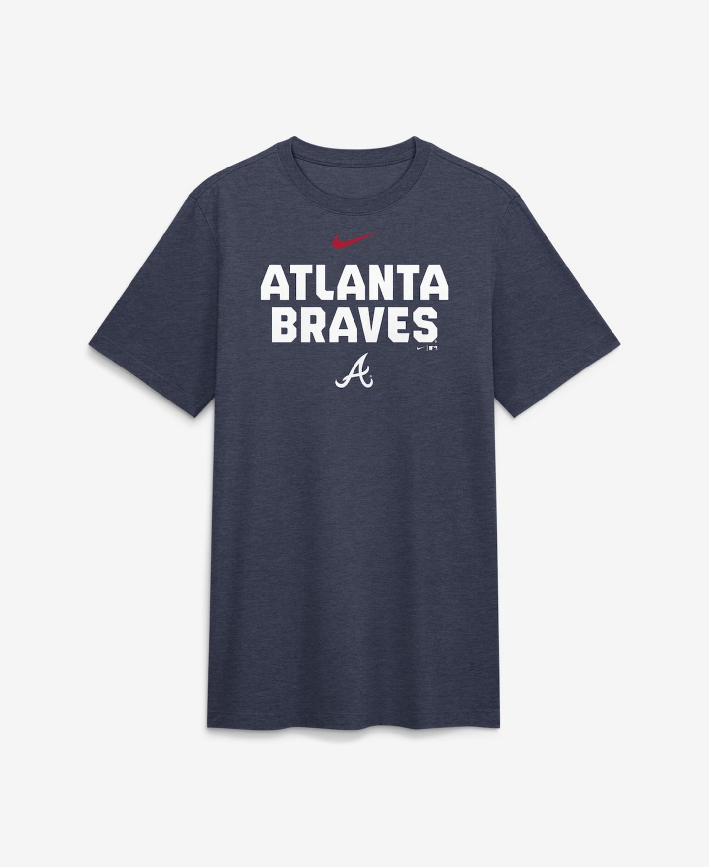 Мужская футболка Nike Heather Navy Atlanta Braves Stacked Tri-Blend — фото 4