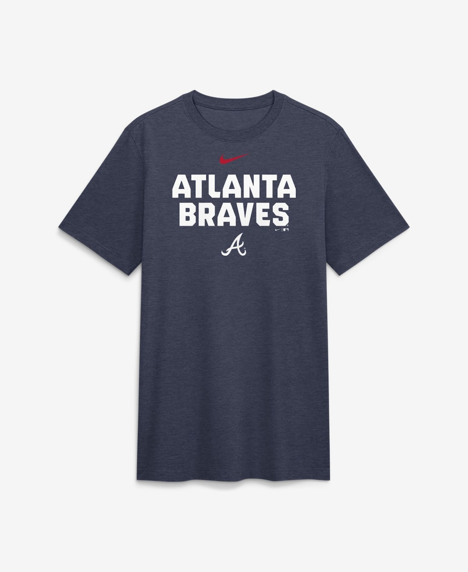 Men's Heather Navy Atlanta Braves Stacked Tri-Blend T-Shirt