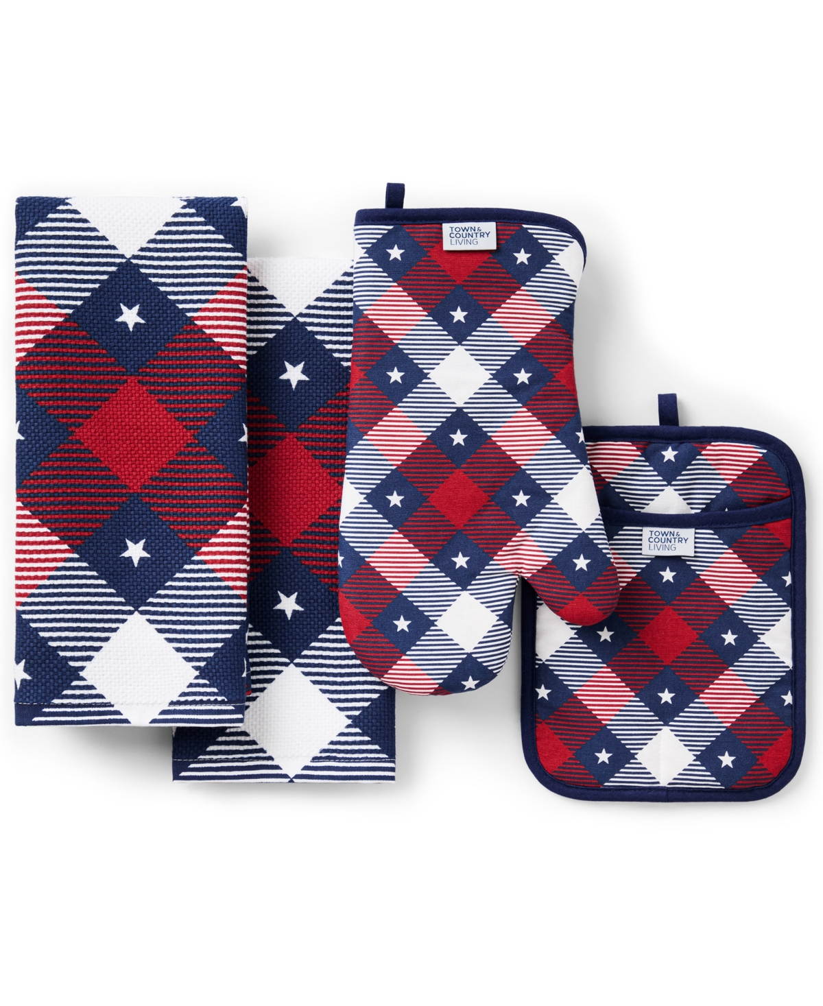 Town & Country Living Patriotic Plaid 4-Piece Kitchen Essentials Set