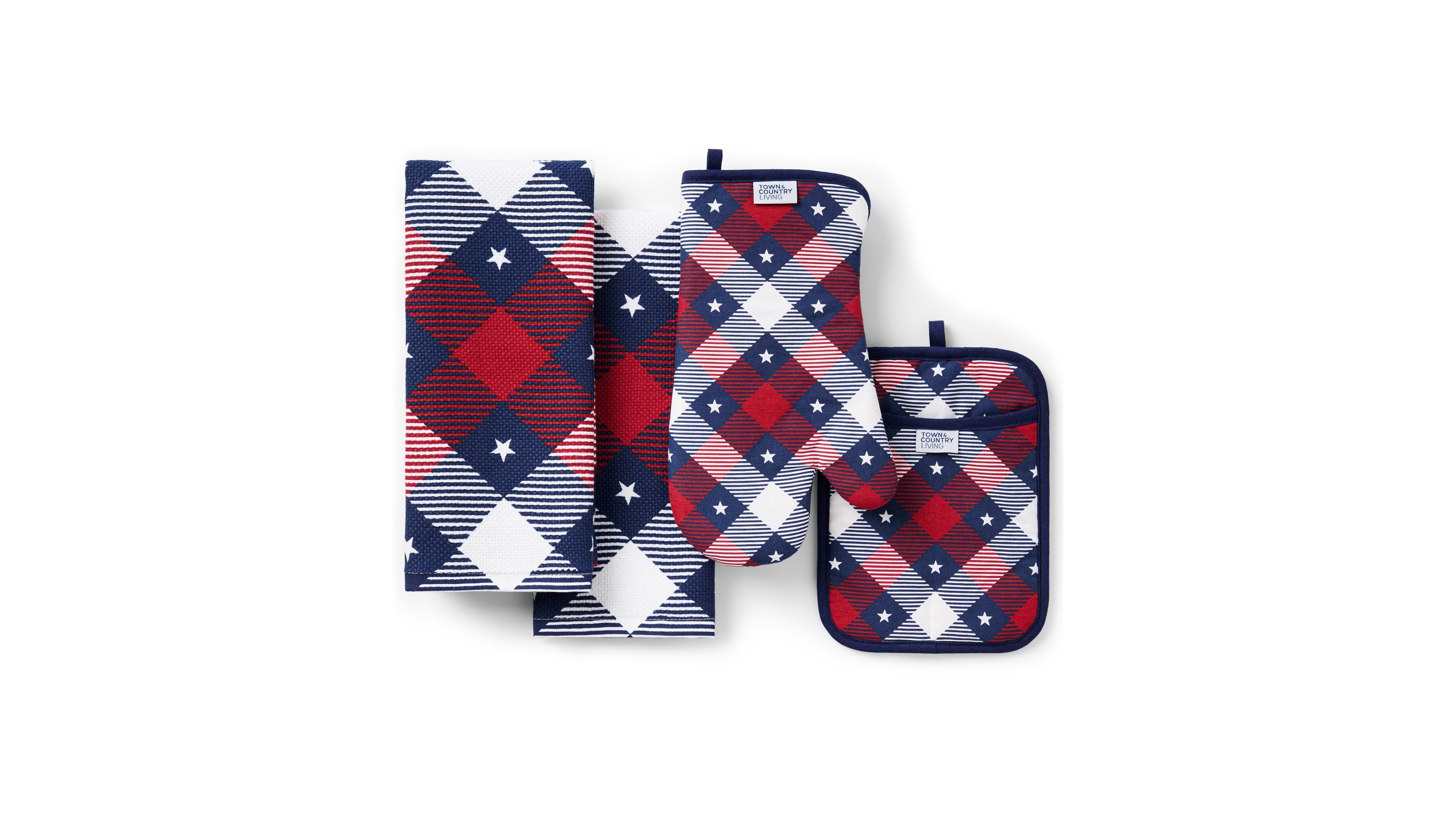 Town & Country Living Patriotic Plaid 4-Piece Kitchen Essentials Set