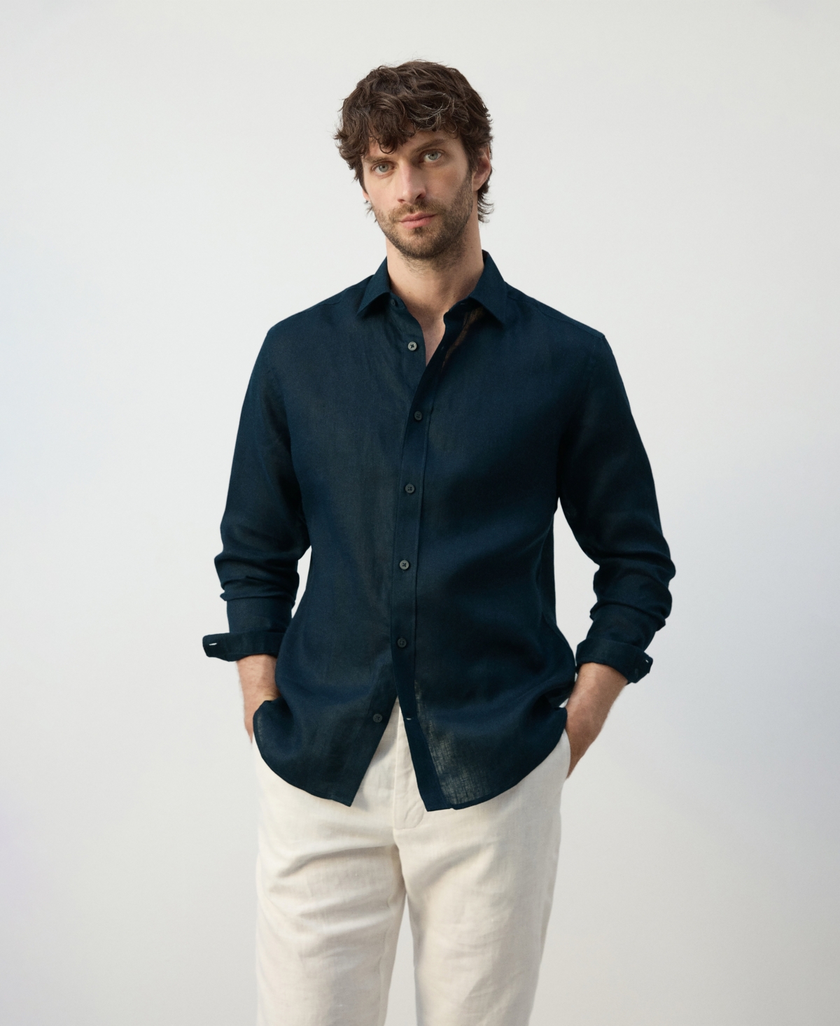 Mango Men's Linen Regular-Fit Shirt
