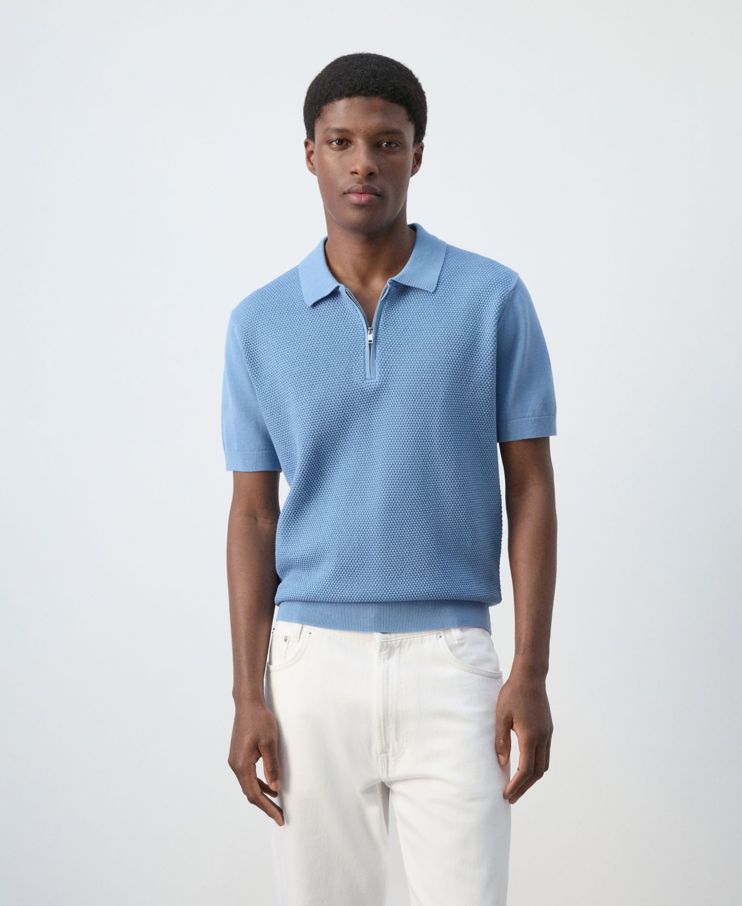 Men's Zipper Knitted Polo Shirt
