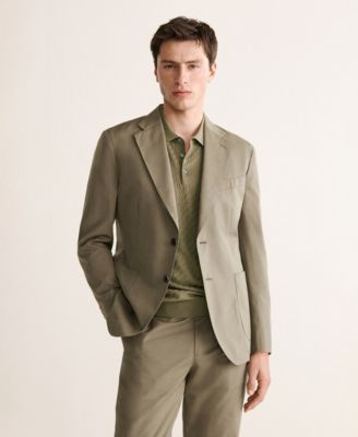 Men's Slim-Fit Wool-Cotton Suit Jacket