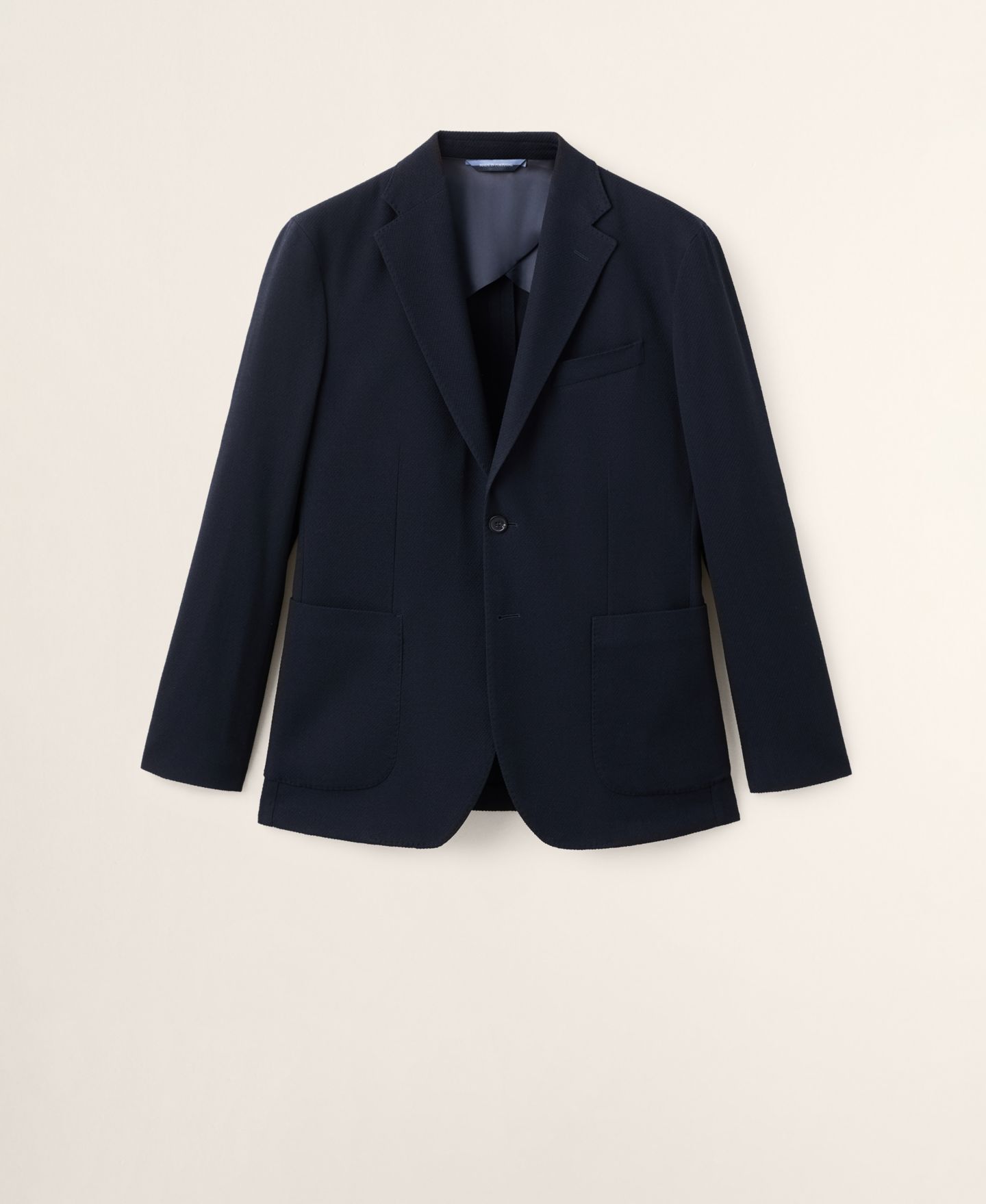 Мужской пиджак MANGO Slim-Fit Wool Blazer, цвет: Тёмно-синий — фото 7