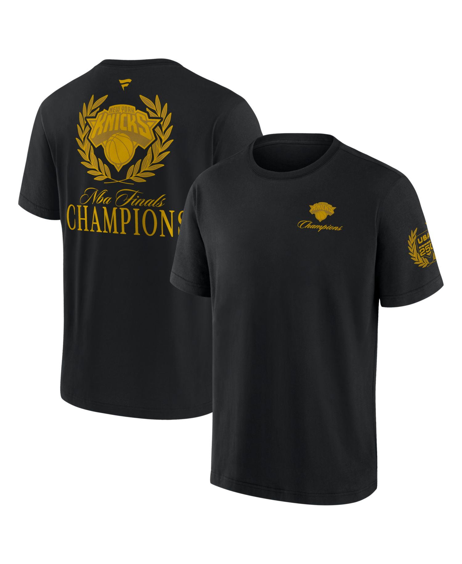 Men's Black New York Knicks 2026 NBA Champions X USA 250 Heavyweight T-Shirt