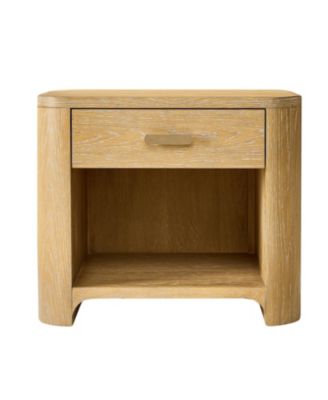 Roberta Modern 28"W 1 Drawer Oak Wood End Table with Built-In Power Station