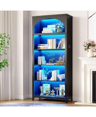 5-Tier Wooden Bookshelf with LED Lights