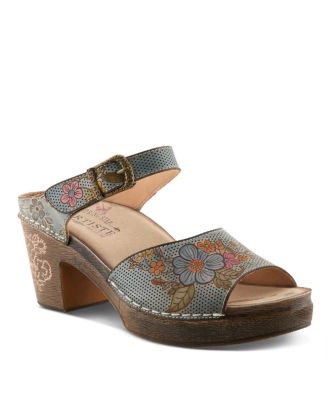 Women's Spring Step Japhette Platform Slide with Floral Leather Vamp