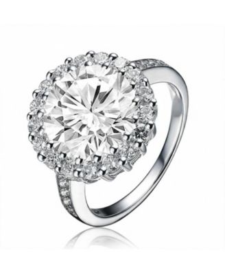 Brilliant White Gold Plated Round CZ Halo Pave Statement Ring