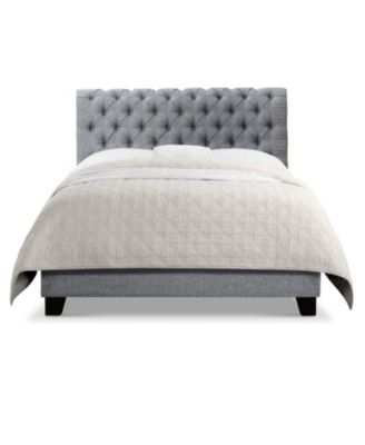 Luxury Upholstered Bed Frame with Tufted Headboard Platform Bed with Solid Wood Frame