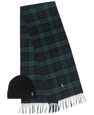 Men's Holiday Plaid Scarf and Beanie, 2-Pack Set