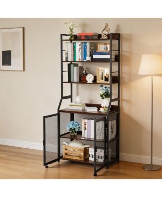 2-in-1 Desk with 6-Tier Bookshelf, Industrial Metal Frame Space-Saving Workstation Combo, Multi-Functional Home Office Study Furniture