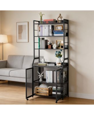 2-in-1 Desk with 6-Tier Bookshelf, Industrial Metal Frame Space-Saving Workstation Combo, Multi-Functional Home Office Study Furniture