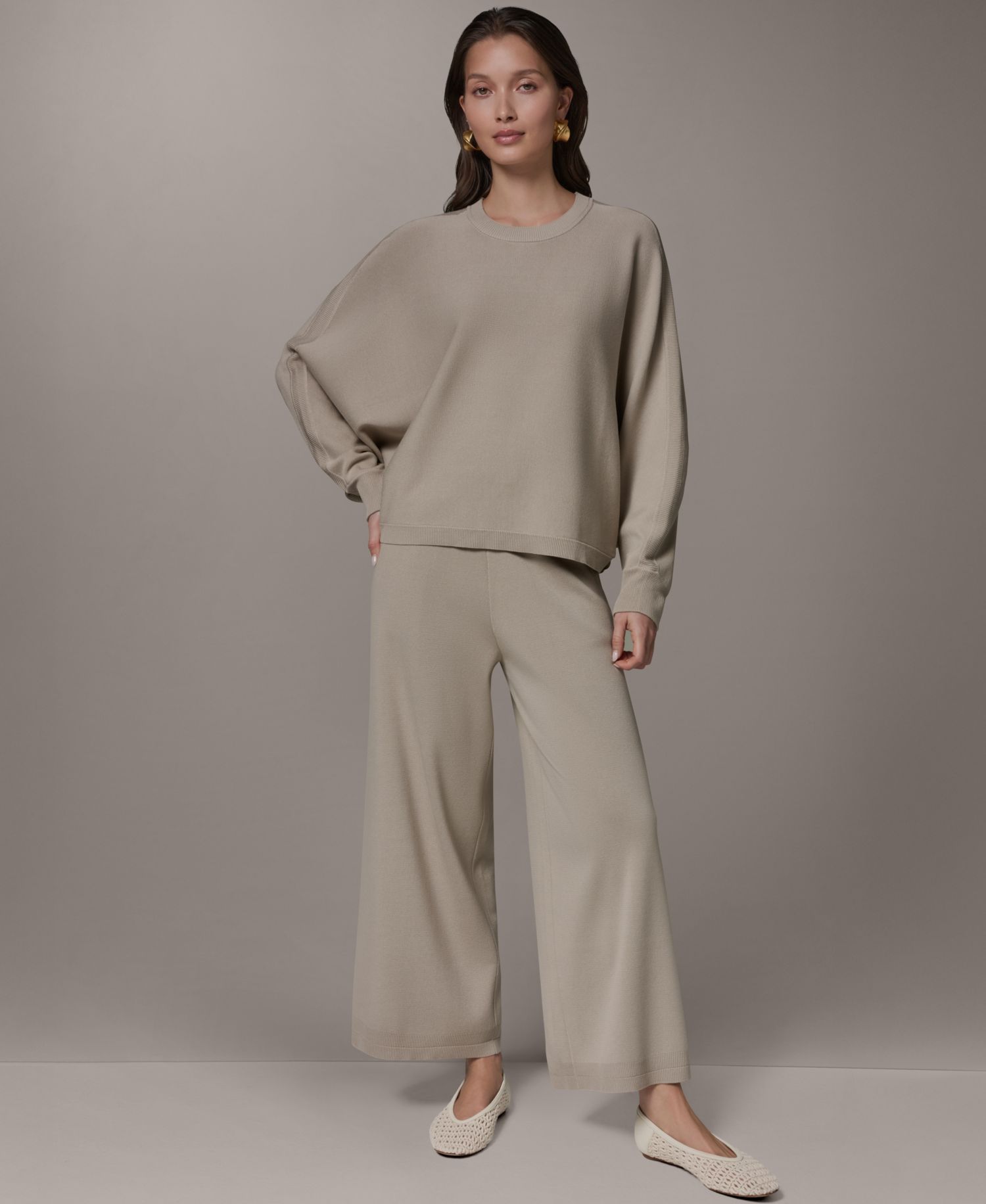Women's Oversized Dolman-Sleeve Crewneck Sweater