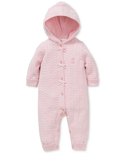 Little Me Baby Girl Cabled Hooded Coverall
