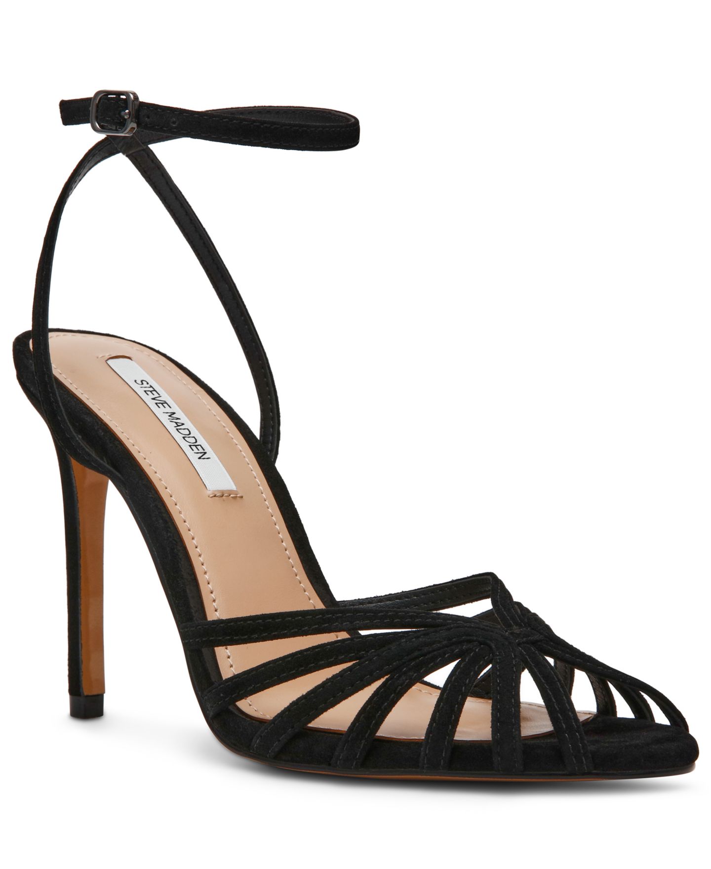 Женские сандалии Steve Madden Mizuna Strappy Dress Sandals, цвет: Чёрный замшевый — фото 1