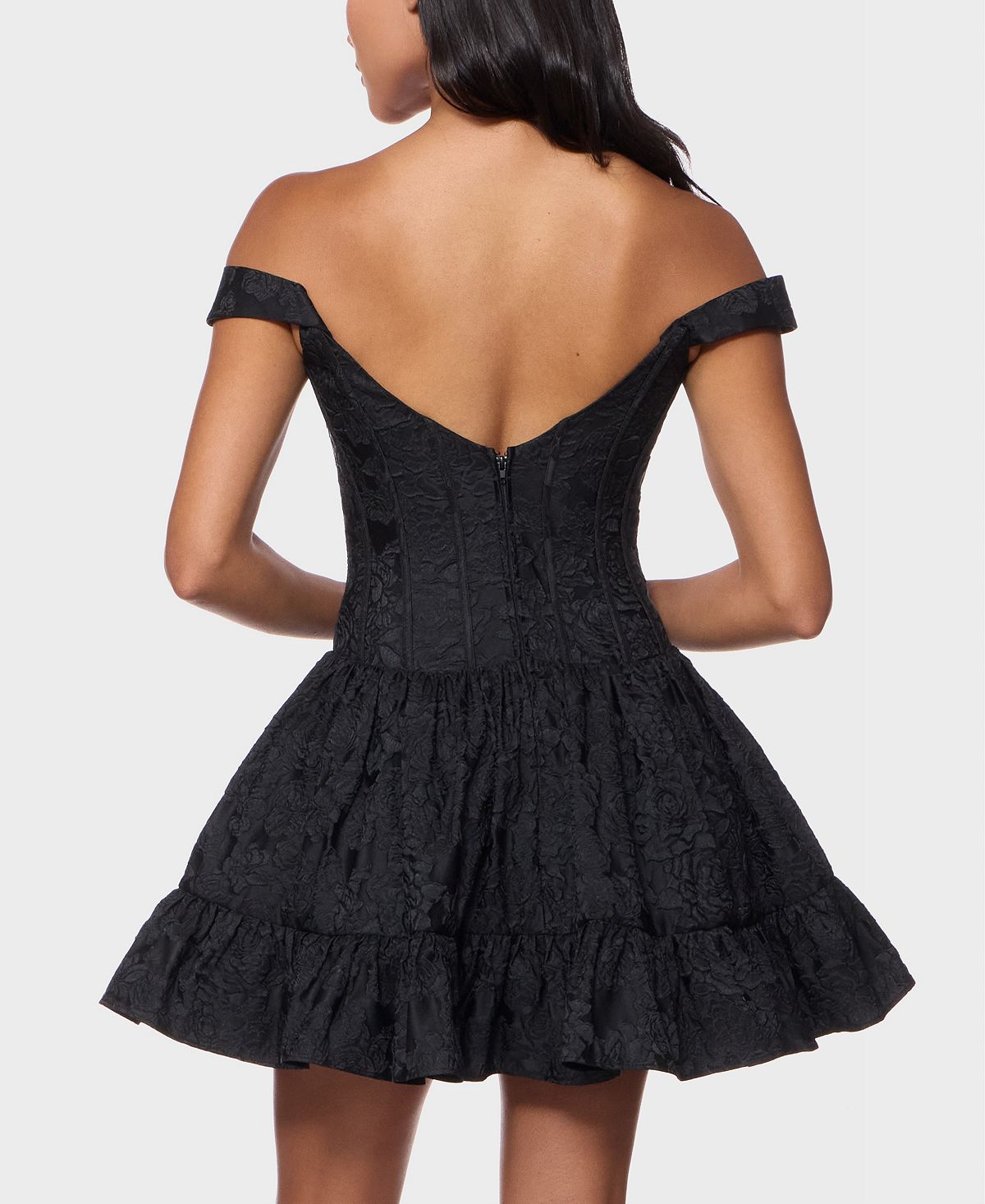 Alex & Sophia Juniors' Off-The-Shoulder Corset Bodice Jacquard Dress view 5 — MAYCSS fashion products