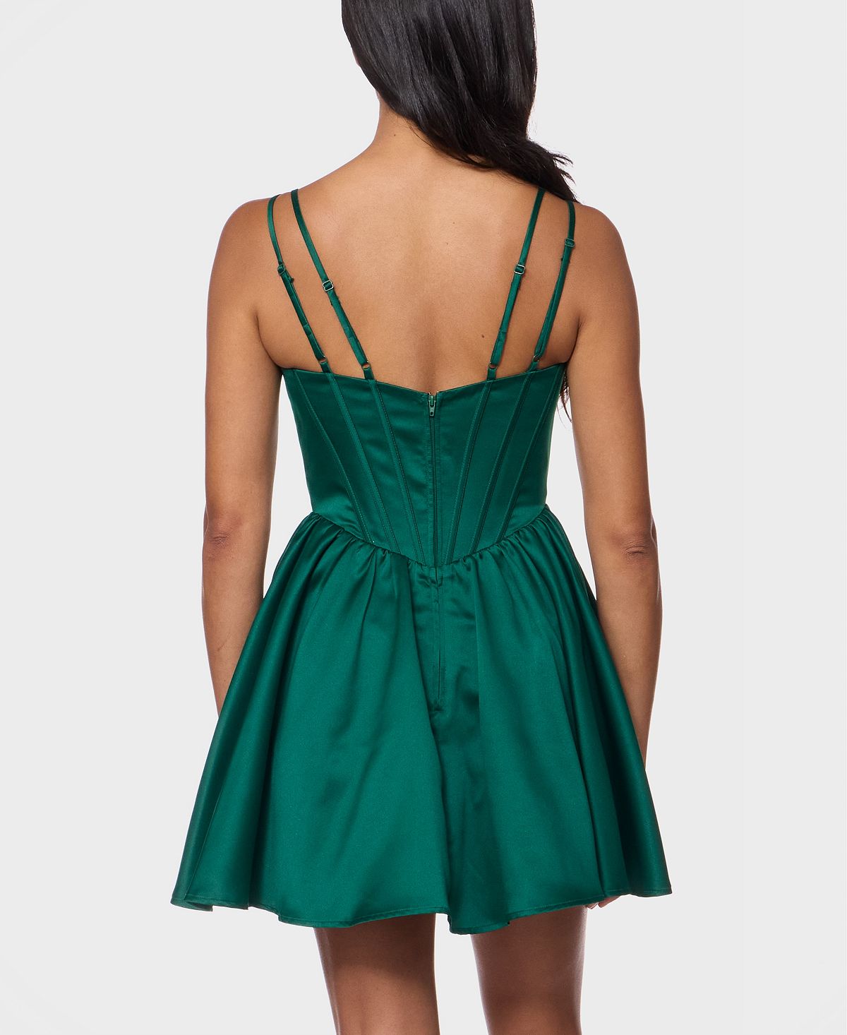 Alex & Sophia Juniors' Drape Stone Detail Neck Satin Dress view 5 — MAYCSS fashion products
