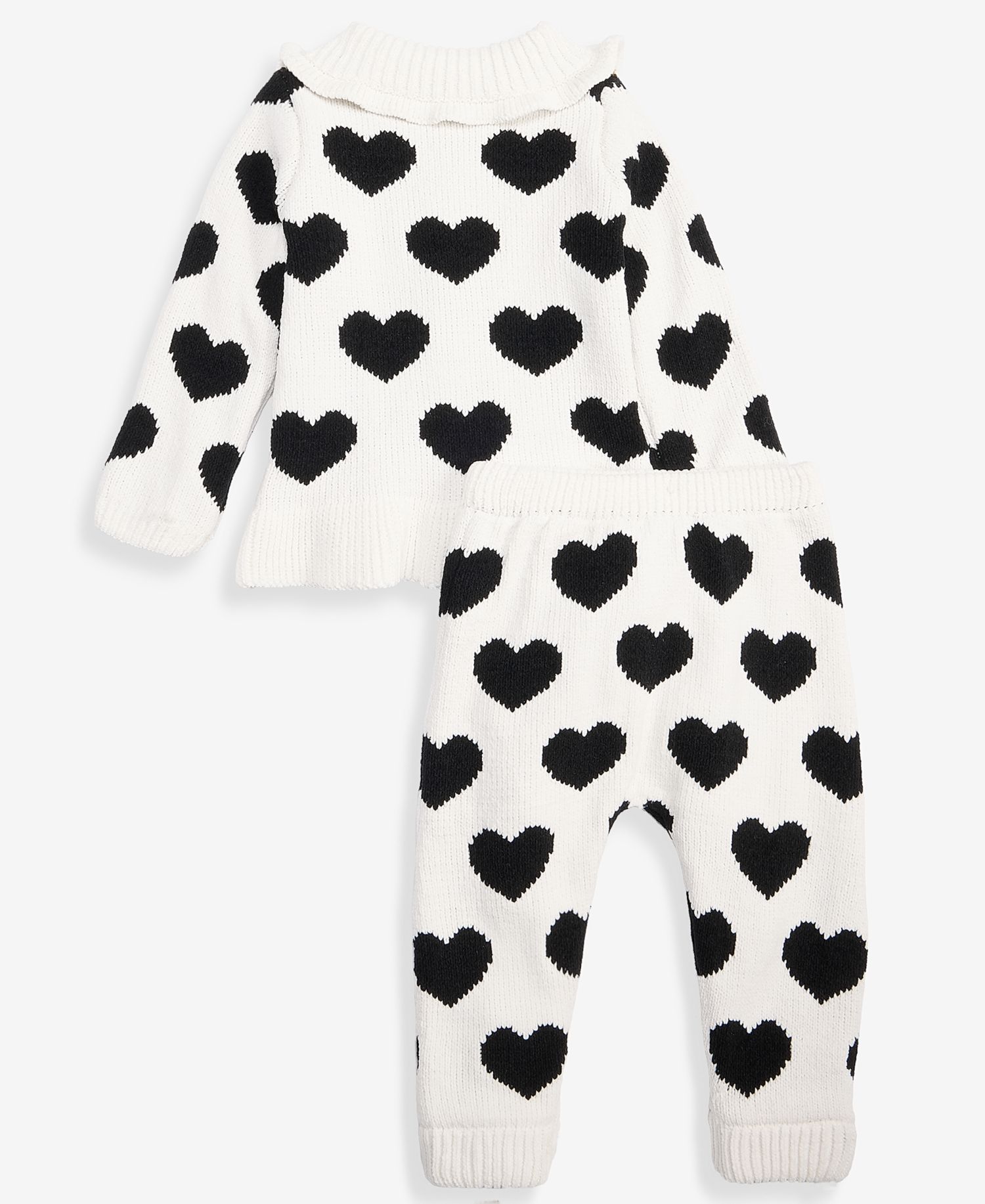 Baby Girls' 3M-24M Collared Hearts Sweater & Pants, 2-Piece Set