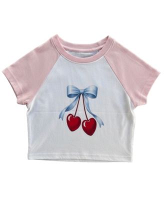 Girls' 7-16 Print Raglan Sleeve Crewneck T-Shirt