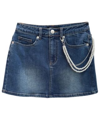 Girls' 7-16 Denim Chain Detail Mini Skirt