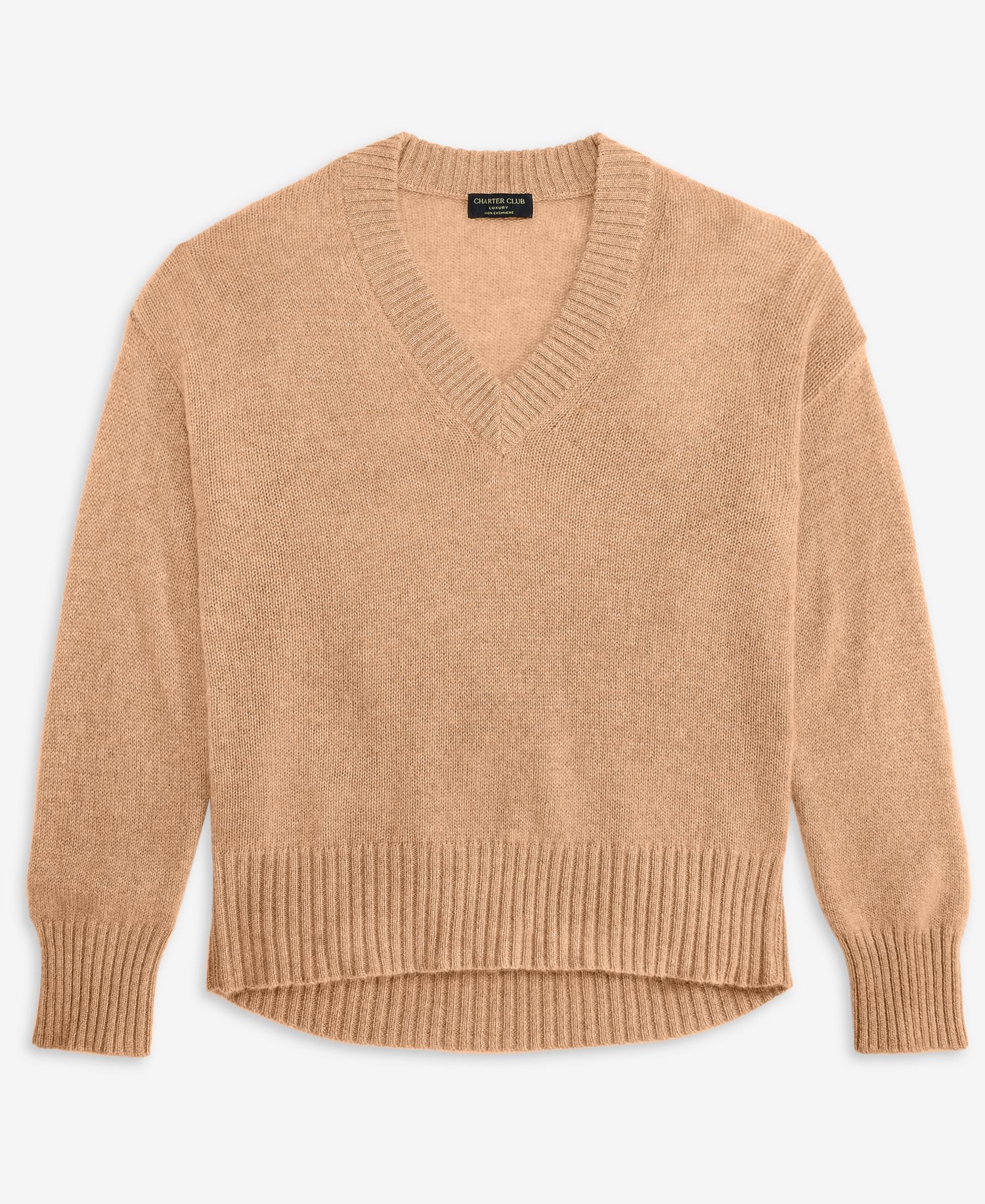 Petite 100% Cashmere V-Neck Relaxed Sweater
