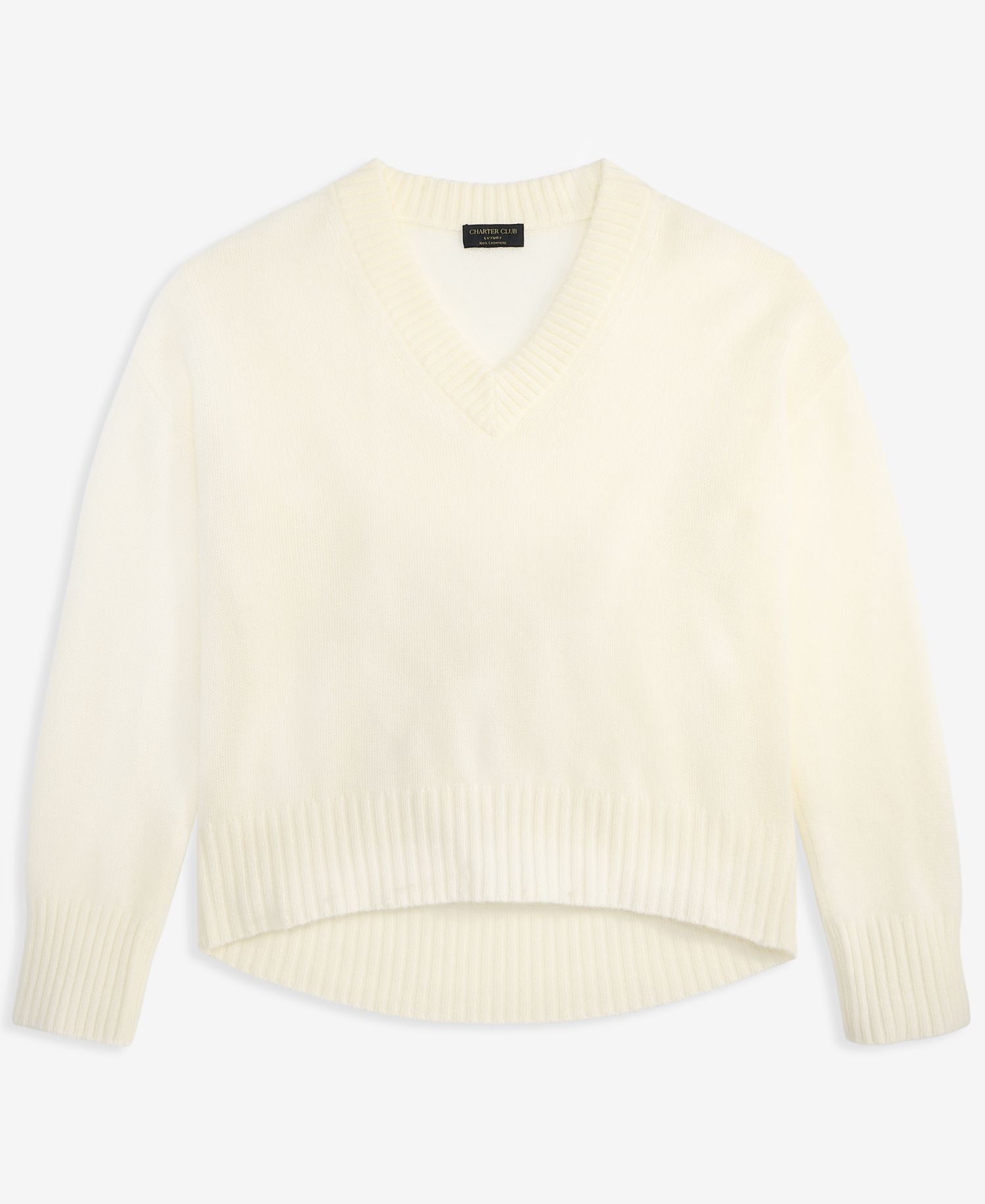 Petite 100% Cashmere V-Neck Relaxed Sweater