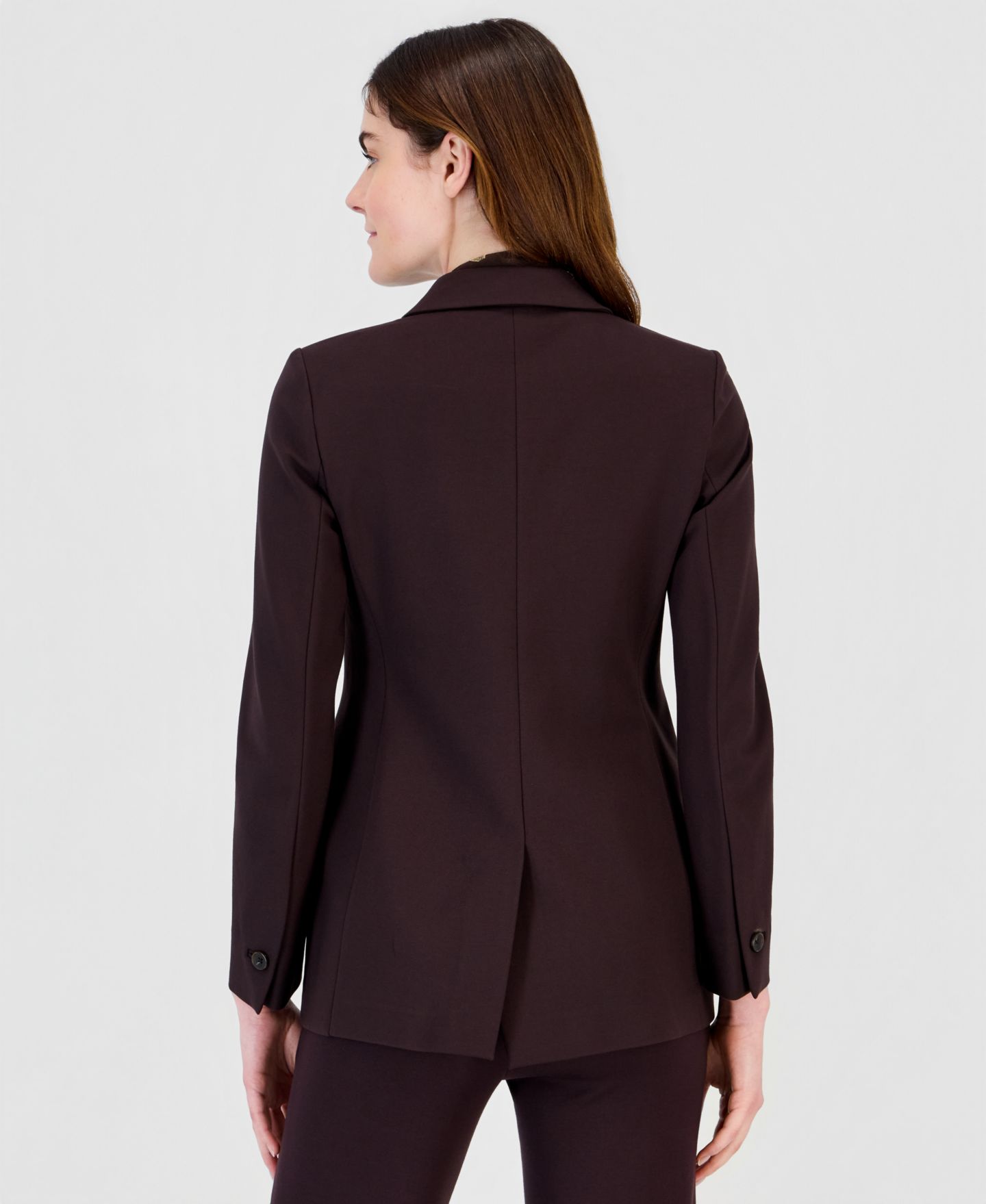 Женский пиджак Anne Klein Three-Button Notched-Collar Blazer, цвет: Глубокий красное дерево — фото 2