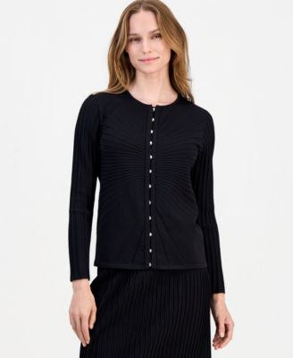 Women's Boat-Neck Sunburst Cardigan Sweater 