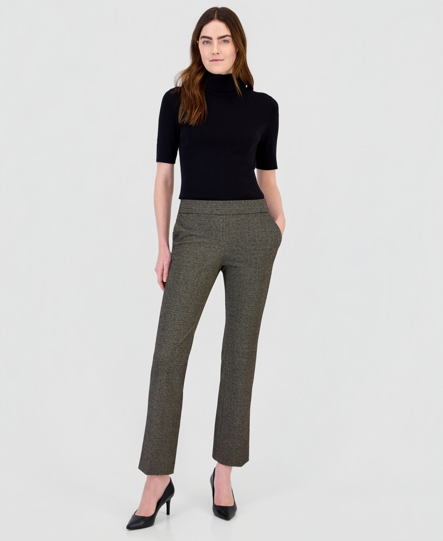 Женские брюки Anne Klein Pull-On Straight, цвет: Чёрный разноцветный — фото 4