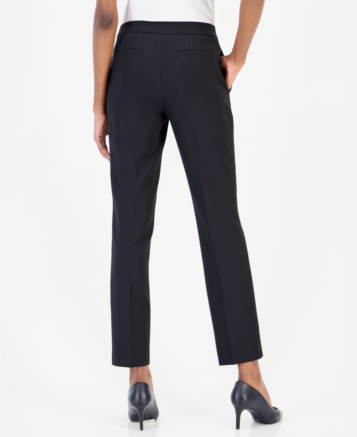 Женские брюки Anne Klein Mid-Rise Straight-Leg, цвет: Чёрный — фото 3