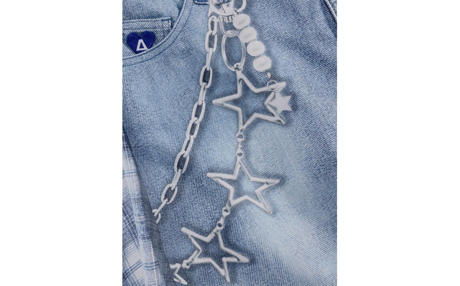 Women's Plaid Panel Chain Jorts