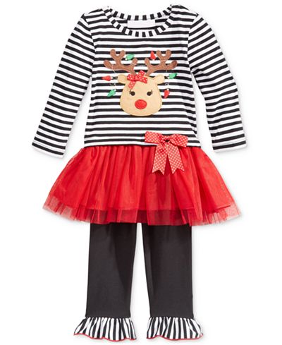 Bonnie Baby Baby Girls' 2-Pc. Reindeer Tutu Tunic & Leggings Set