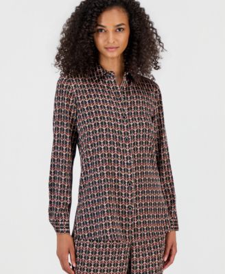 Women's Collared Button-Front Blouse