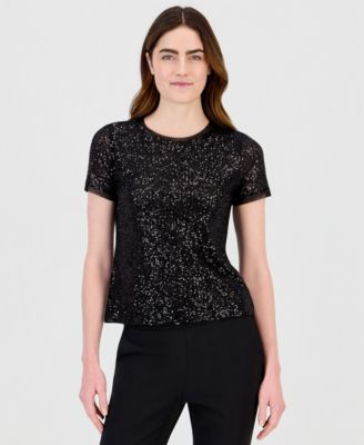 Women's Sequin Crewneck Short-Sleeve Tee
