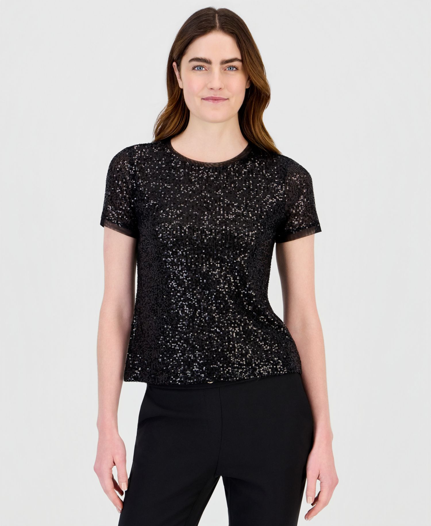 Women's Sequin Crewneck Short-Sleeve Tee