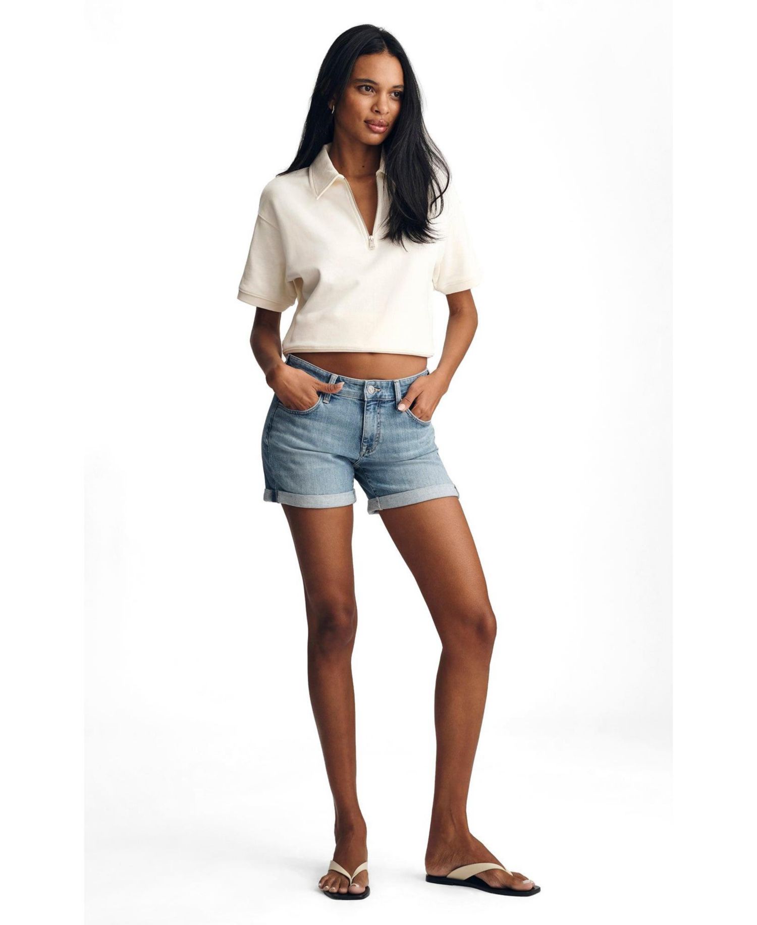 Women's Mavi's Julia Mid Rise Relaxed Short In Lt Brushed Flex Blue