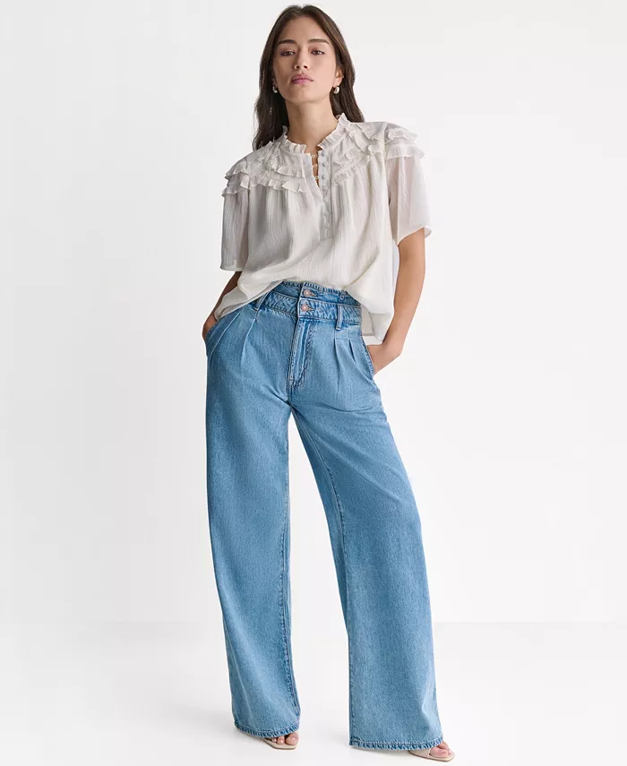 Women's Crewneck Short-Sleeve Ruffle Top - thumbnail 2