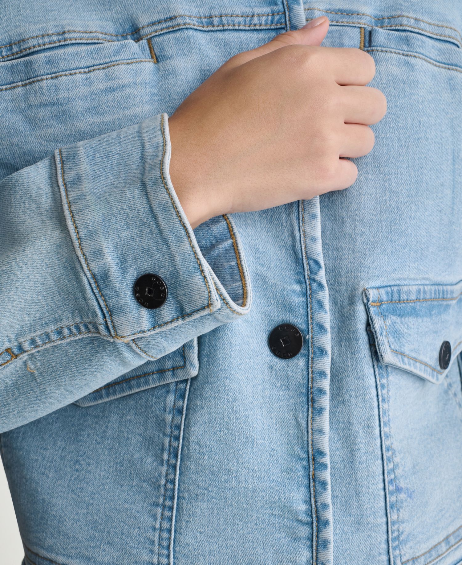 Women's Boxy Crewneck Button-Front Denim Jacket