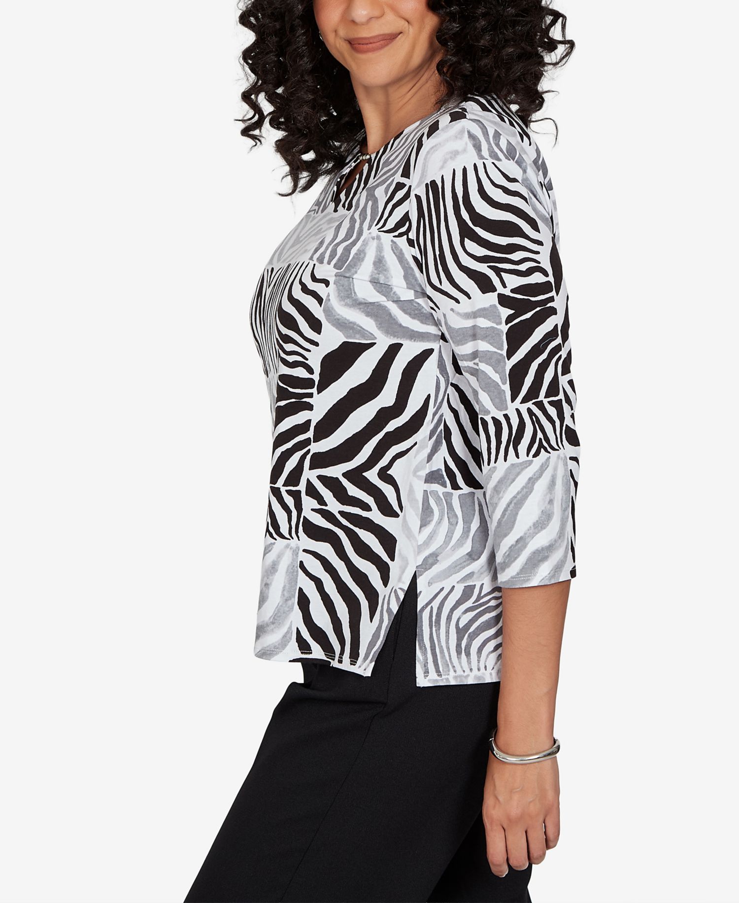 Petite Zebra Blocks Knit Top