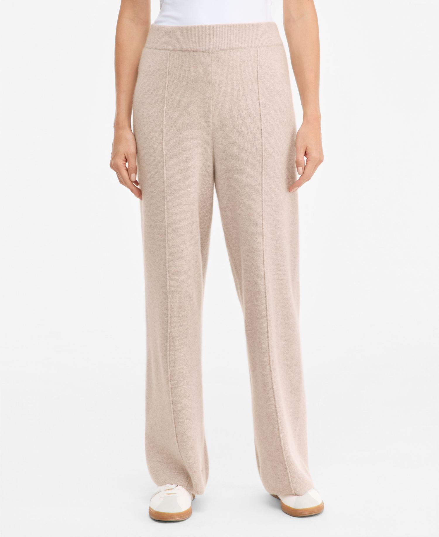 Women's 100% Cashmere High-Rise Flare-Leg Pull-On Pants, 28" Inseam
