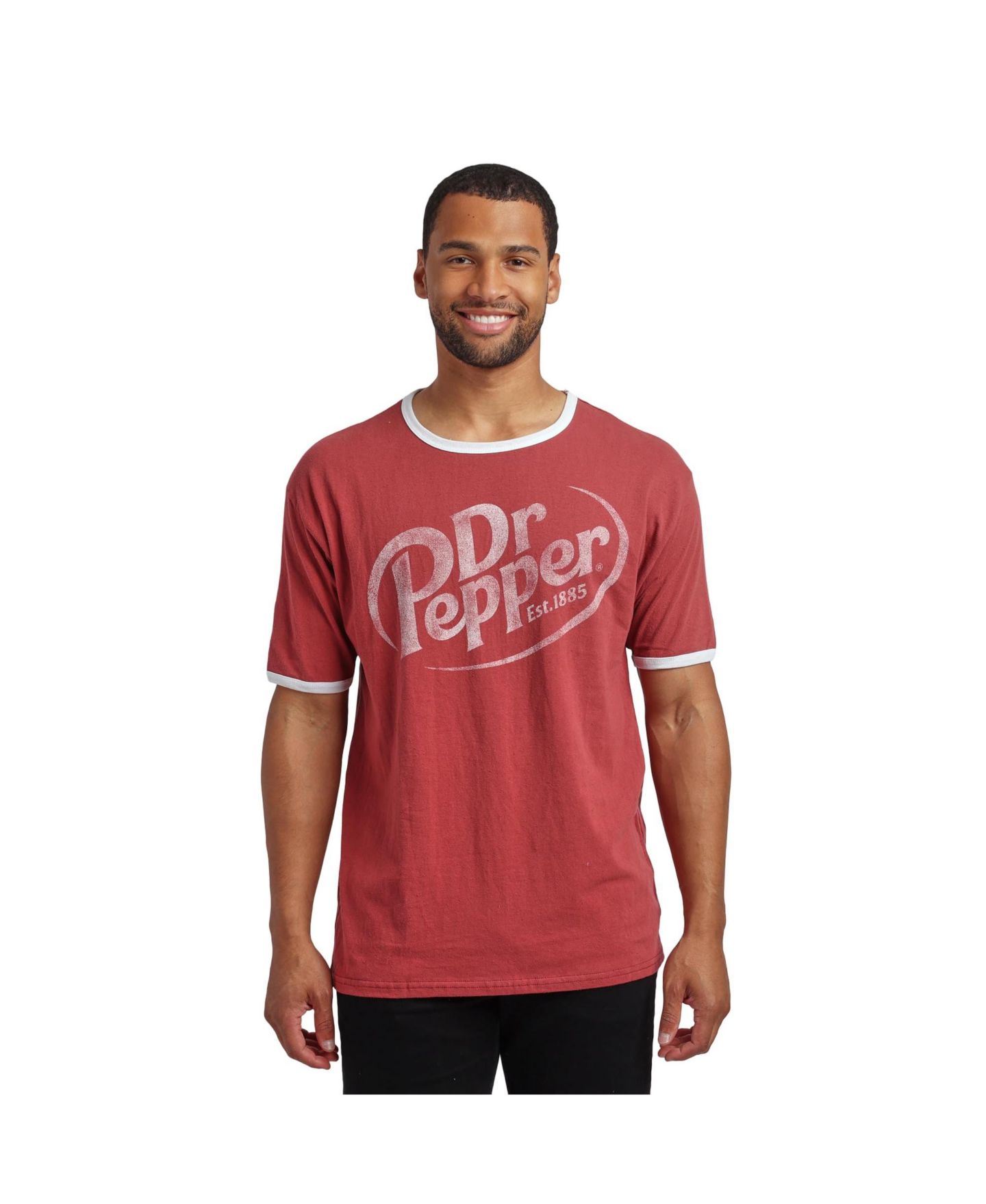 Мужская футболка Dr. Pepper Logo Crew Neck Short Sleeve Red Ringer Tee -Large, цвет: Красный — фото 7