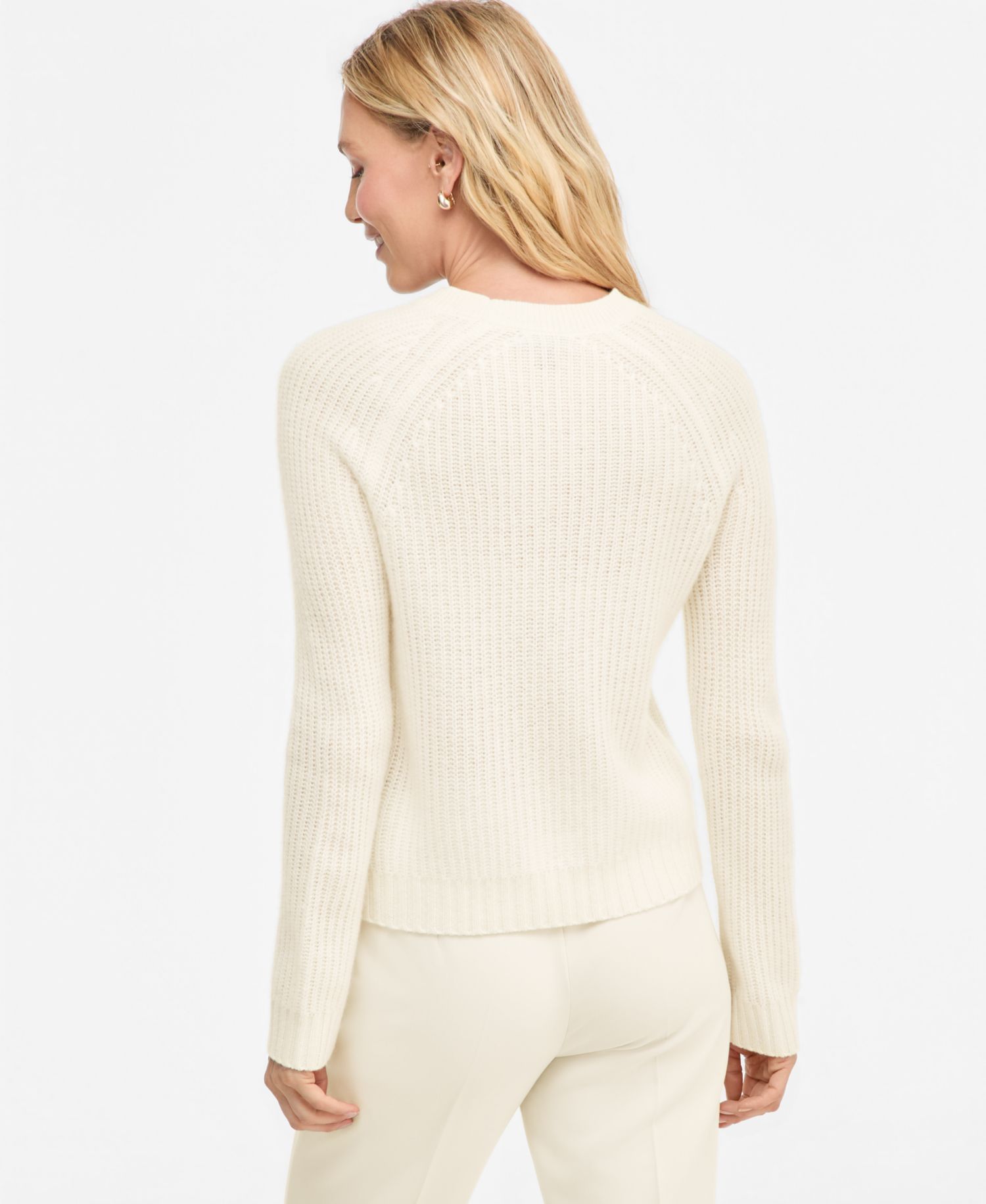 Plus Size 100% Cashmere Shaker Stitch Crewneck Sweater