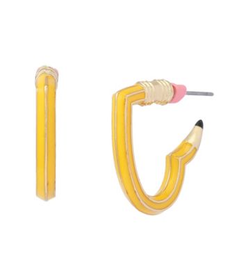 Yellow Best In Class Heart Pencil Huggie Earrings