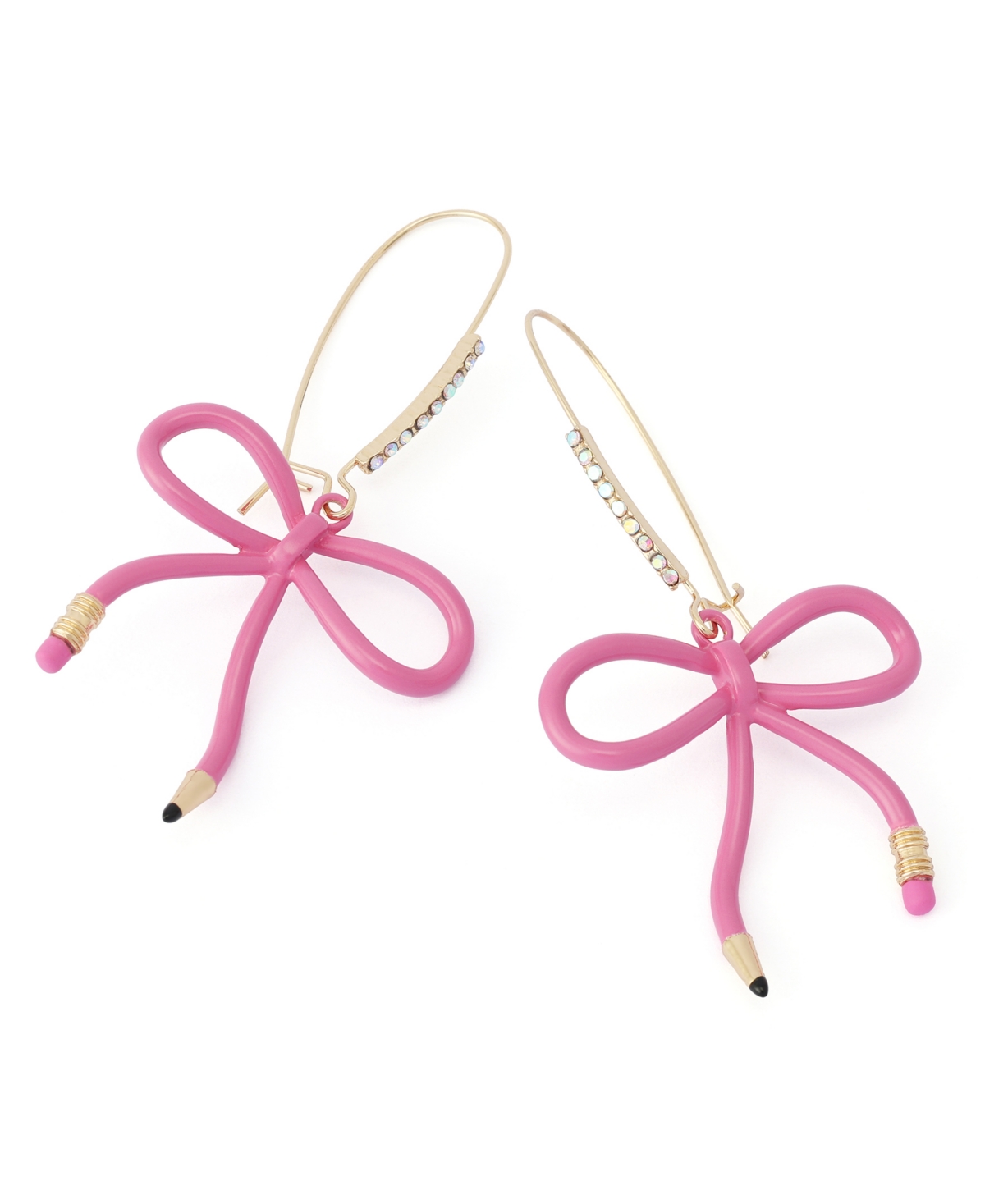 Betsey Johnson Faux Stone Best In Class Bow Pencil Dangle Earrings