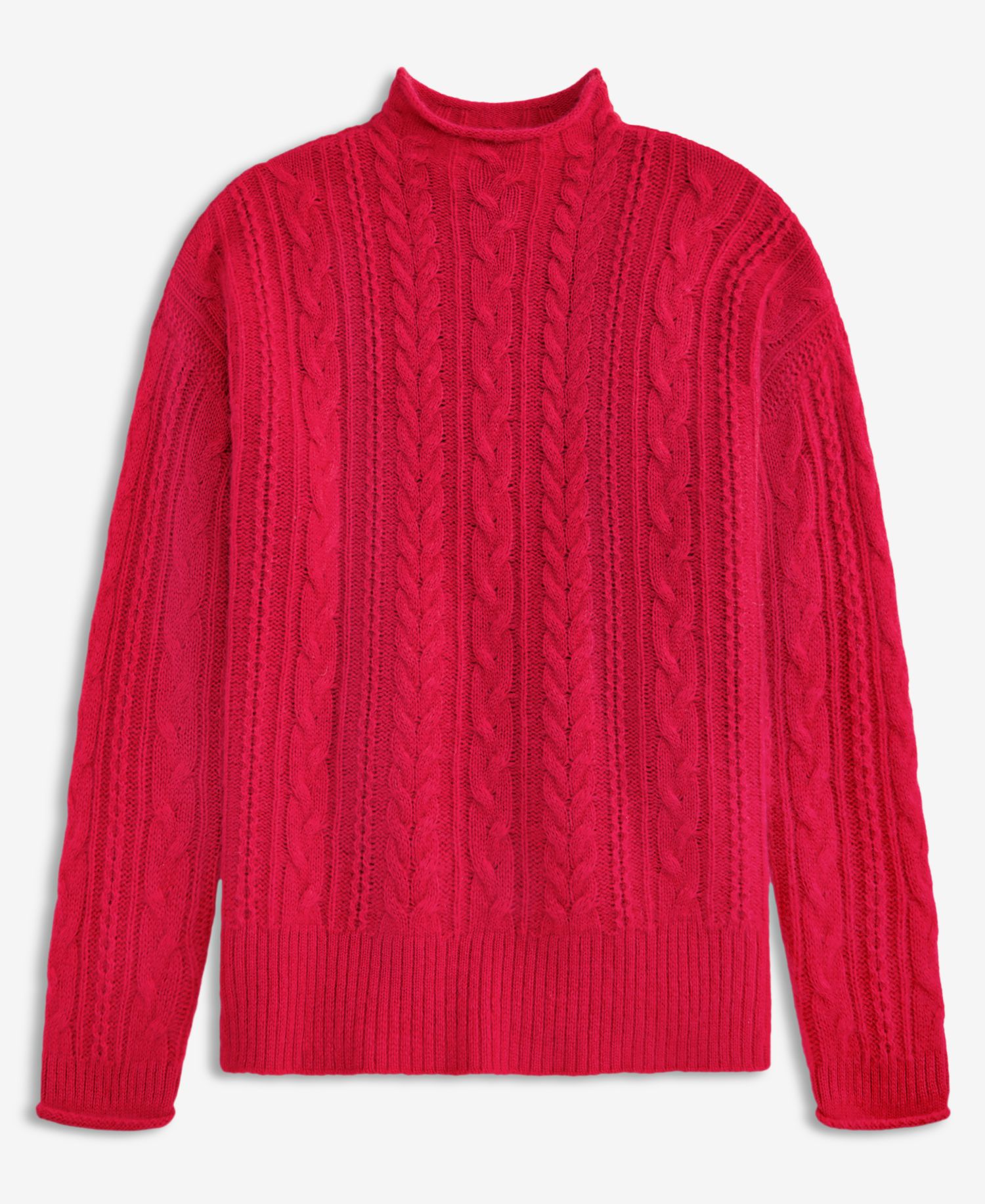 Women's 100% Cashmere Cable-Knit Funnel-Neck Pullover Sweater