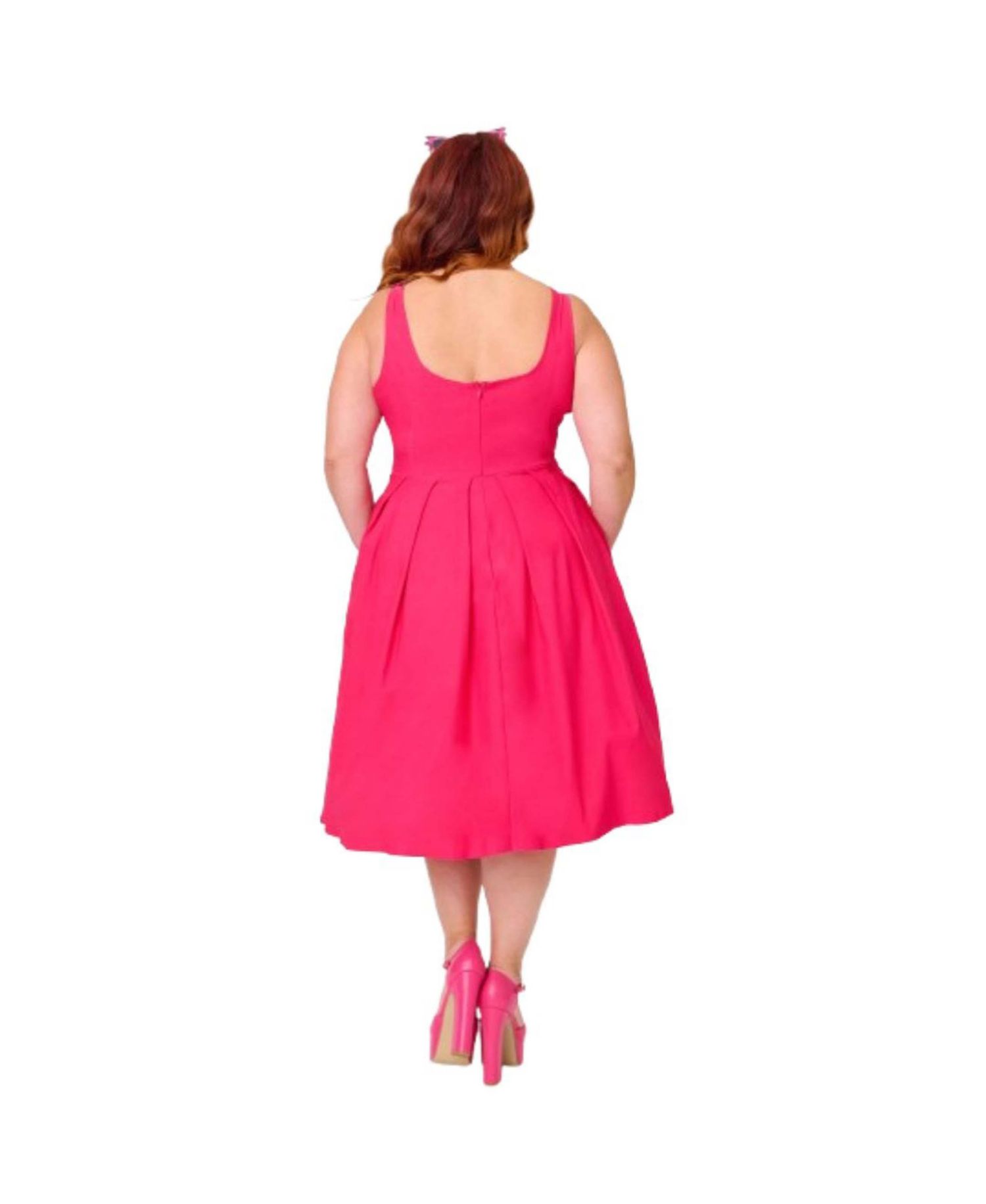 Plus Size Square Neck Pleated Swing Dress
