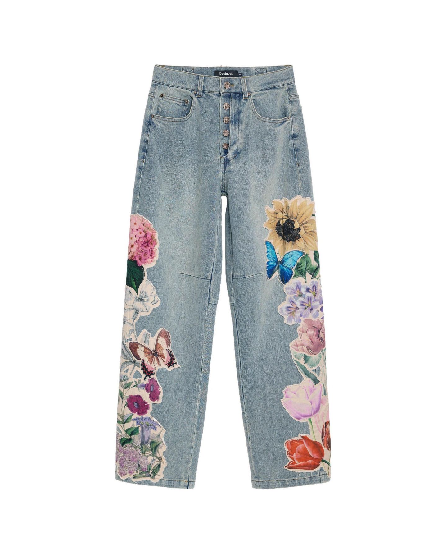 Женские джинсы Desigual Regular floral, цвет: Средний синий — фото 6
