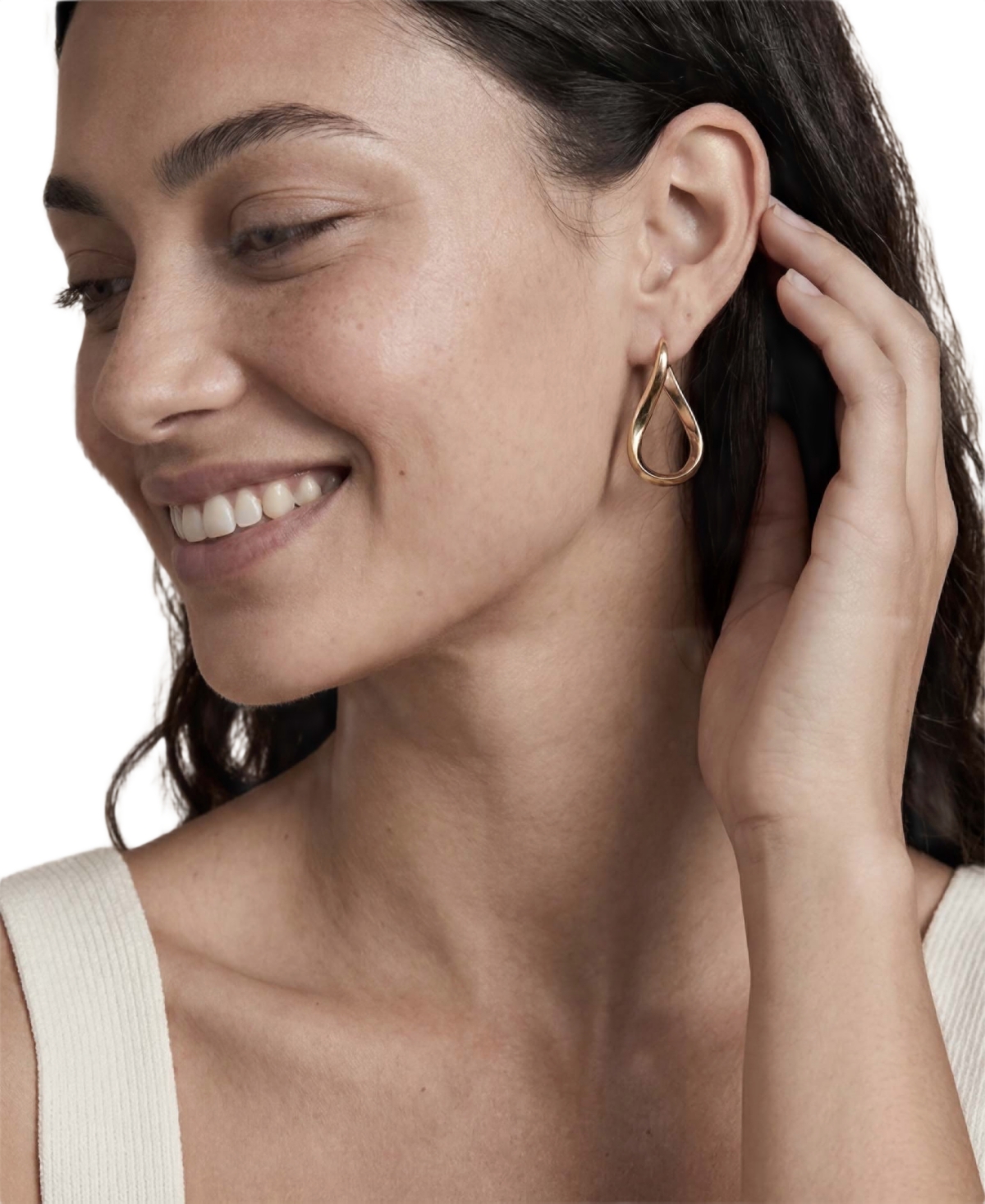 Ettika 18k Gold-Tone Plated Twisting Oval Hoop Earrings