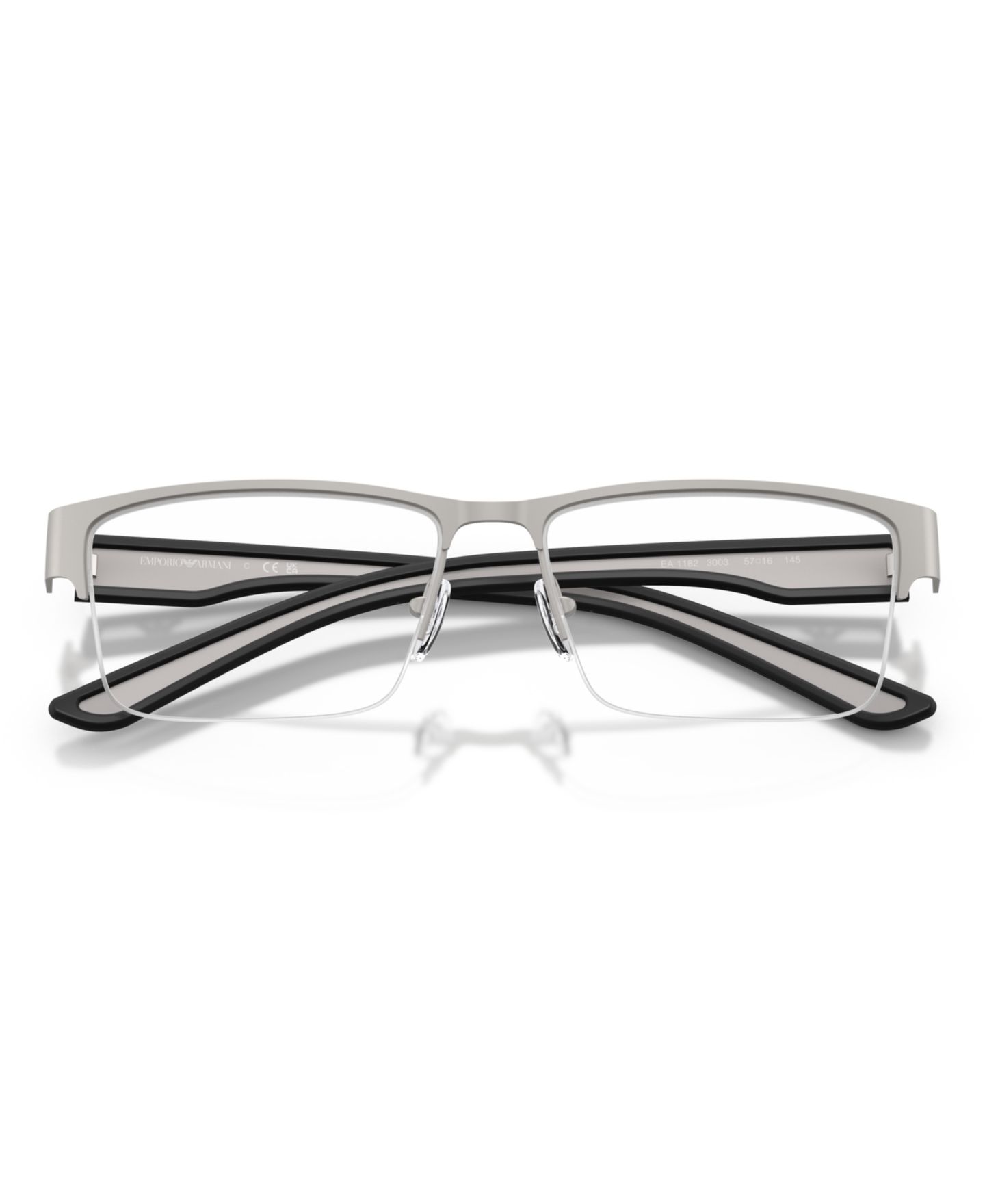 Мужские очки Emporio Armani Man Rectangle Metal EA1182 Eyeglasses, цвет: Каучуковый графитовый — фото 3